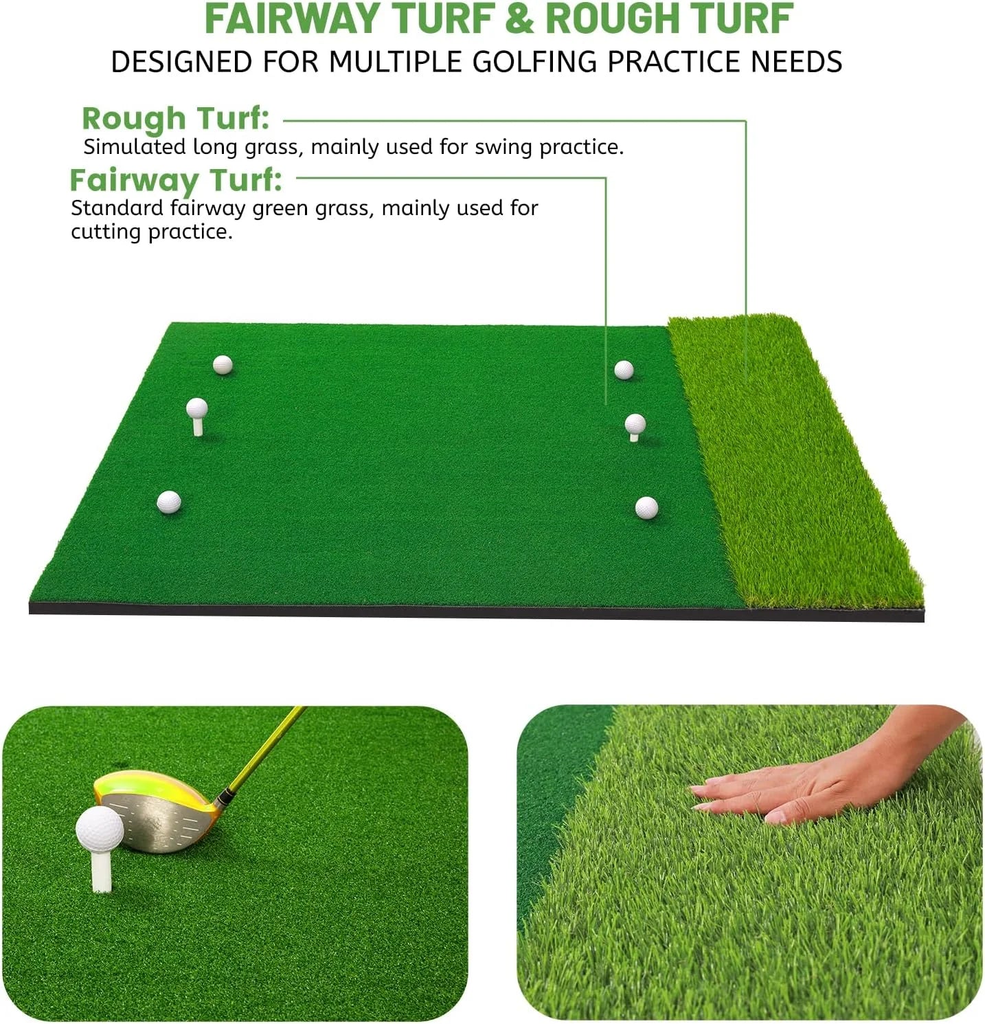 5X4Ft Hitting Thickened Artificial Turf Practice Golf Mat for Outdoor & Indoor, Gifts for Men/Golfers