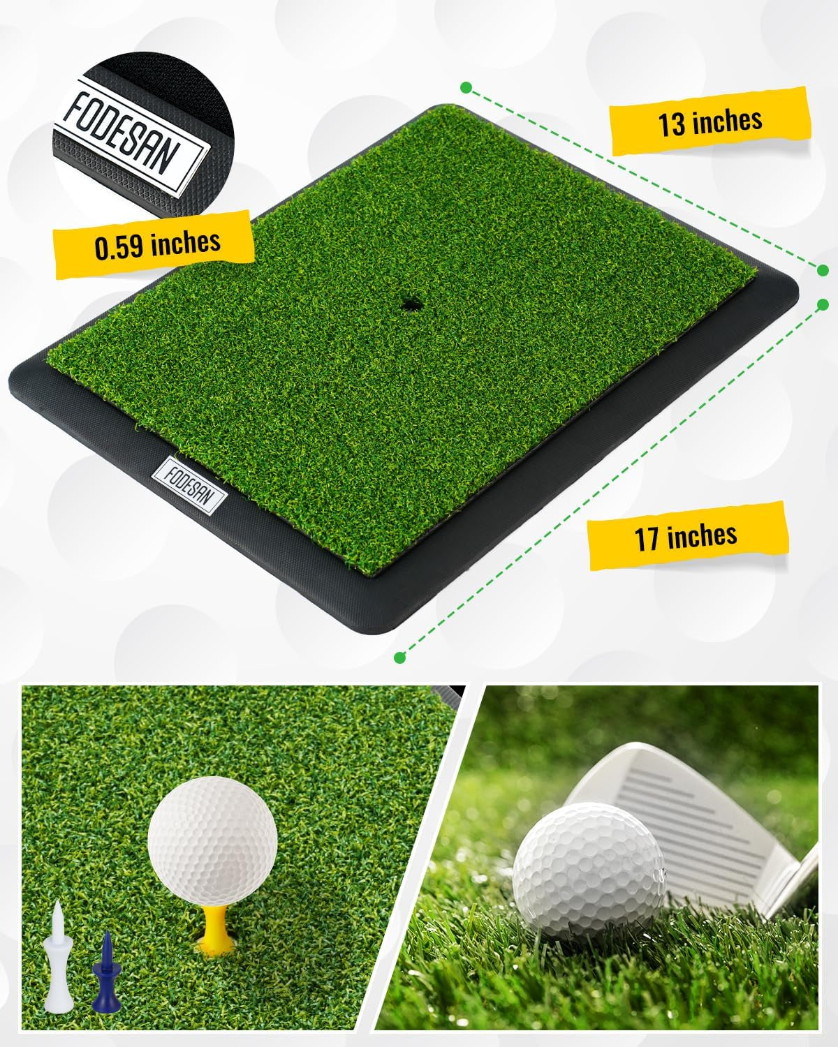 Golf Hitting Mat – Practice Mat with Swing Path Feedback & Impact Detection – Indoor/Outdoor Use – Golf Swing Trainer for Home Training – Gift for Golfers, Beginners & Pros