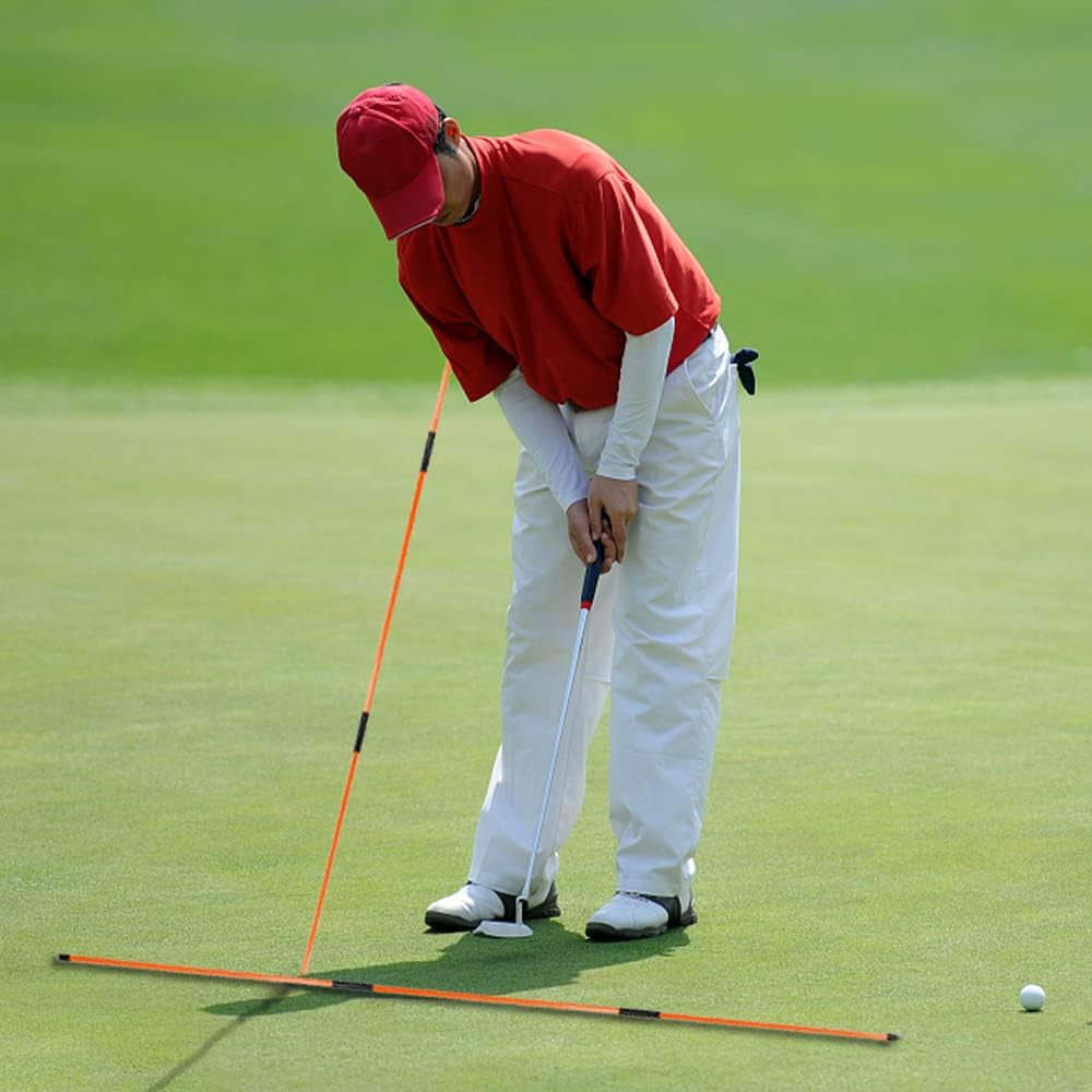 Golf Alignment Sticks (Pack of 2) 48-Inch Collapsible Golf Alignment Sticks for Aiming,Putting,Full Swing Trainer,Posture Corrector,Portable Golf Training Equipment with Tube Case