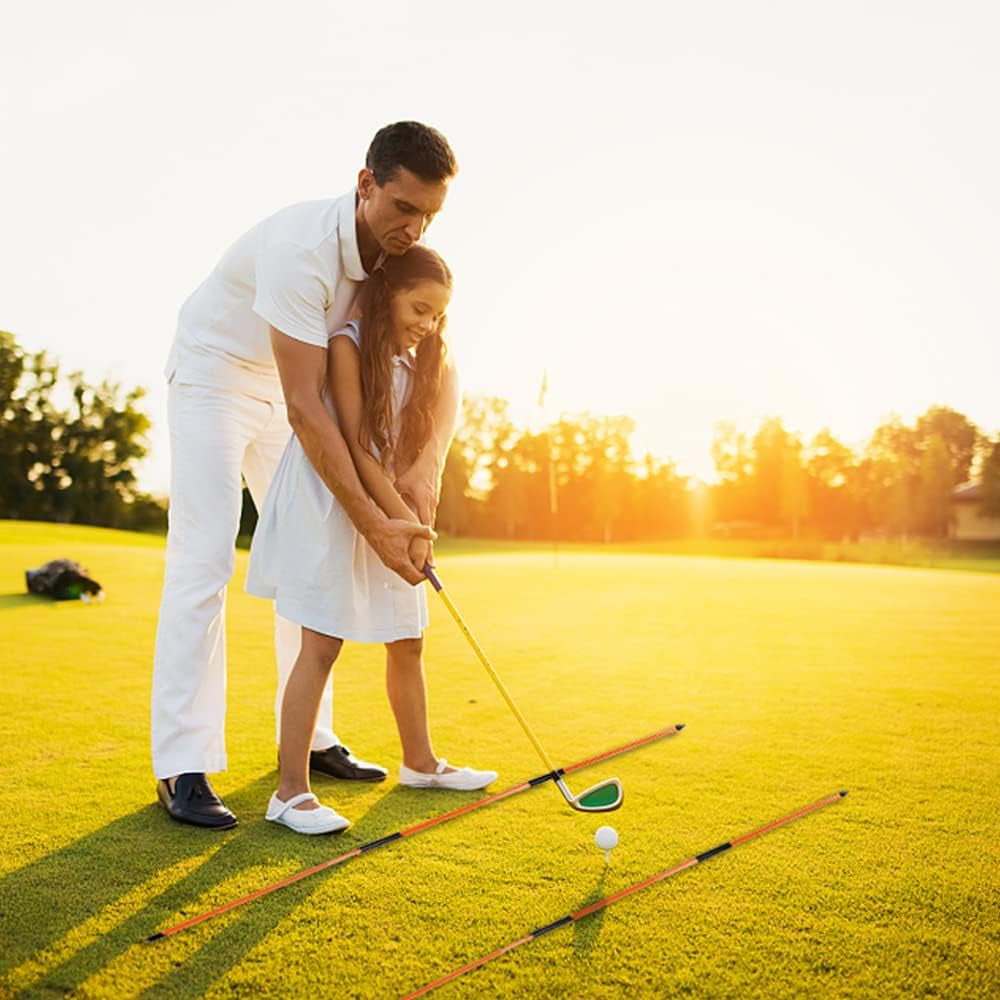 Golf Alignment Sticks (Pack of 2) 48-Inch Collapsible Golf Alignment Sticks for Aiming,Putting,Full Swing Trainer,Posture Corrector,Portable Golf Training Equipment with Tube Case